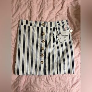 Brand new Forever 21 s pencil skirt with blue and white stripes and button down